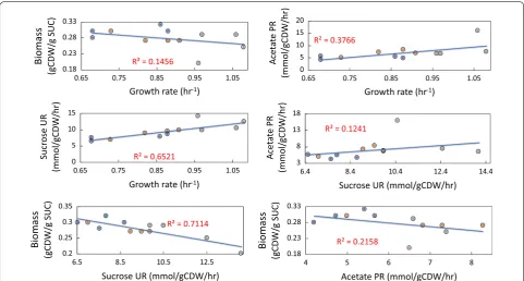 Fig. 6 Pairwise comparisons of the phenotypic properties of the evolved clones on sugarcane juice M9 minimal medium (SCJ medium)