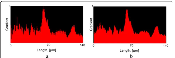 Fig. 10 Example of aggregated histogram of gradients (a) and filtered histogram of gradients (b)