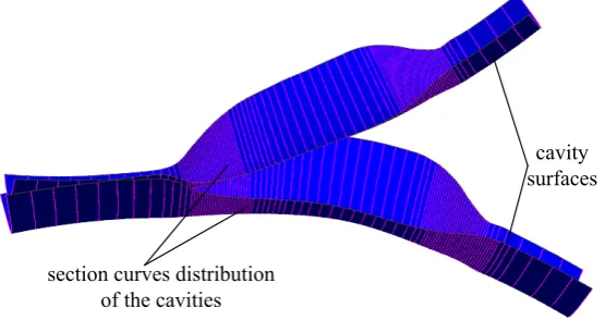 Figure 8. Reconstruction of the cavity surfaces based on the section curves of the cavity