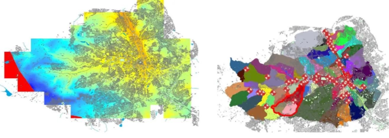 Figure 2: Example of the sub division of a large city catchment into manageable surface water  management zones 