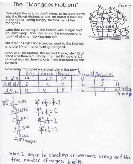 Figure 4. Allan’s work on The Mangoes Problem. 