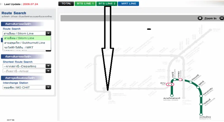 Figure 6. Route Selection by using Menu or Button of the first BTS line. 