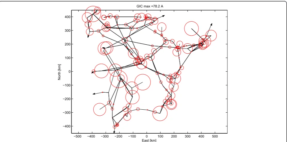 Figure 3 Geomagnetically induced currents during the magnetic storm on 24 to 26 March 1991