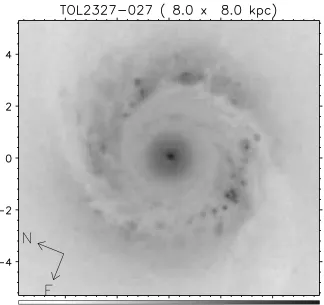 Figure 3.5: Structure Maps of Seyfert 1s: TOL 2327-027, a strongly barredgalaxy with a tightly-wound nuclear spiral (Category: GD/TW).