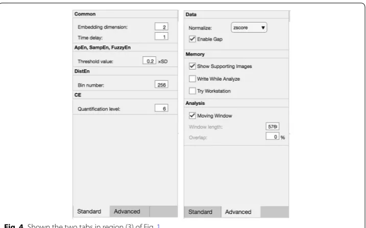 Fig. 4 Shown the two tabs in region (3) of Fig. 1