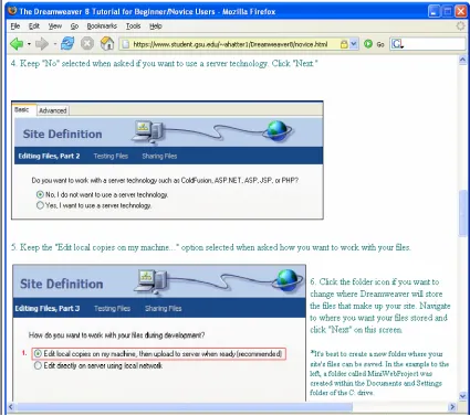 Figure 2.2. Step-by-step instructions in the novice D8T. 