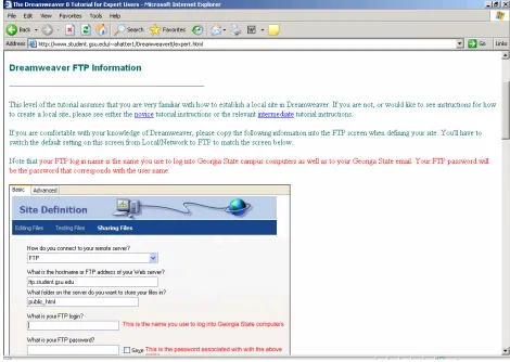 Figure 2.10. FTP information for expert users. 