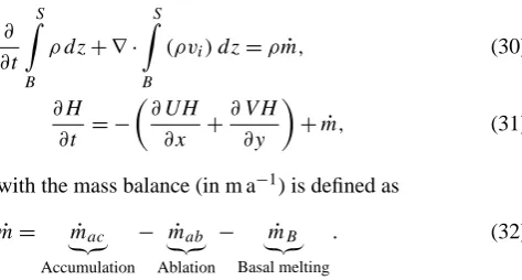 Fig. 2.In the full Stokes case, the vertical velocity w can beestimated from the continuity Eq
