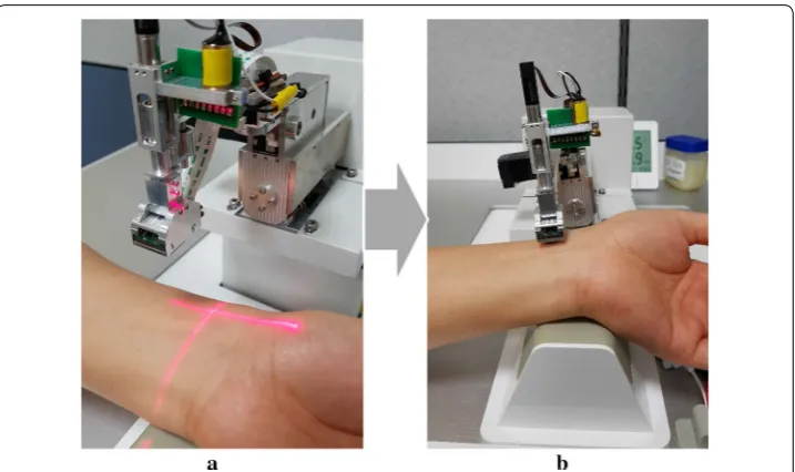 Figure  2pulse sensor reached for the wrist skin surface to pressurize the artificial radial artery