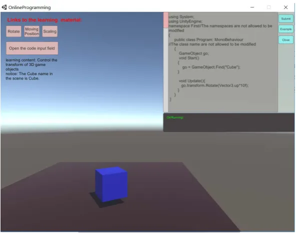 Figure 2. A screen shot of the GUI for C# programming module. 