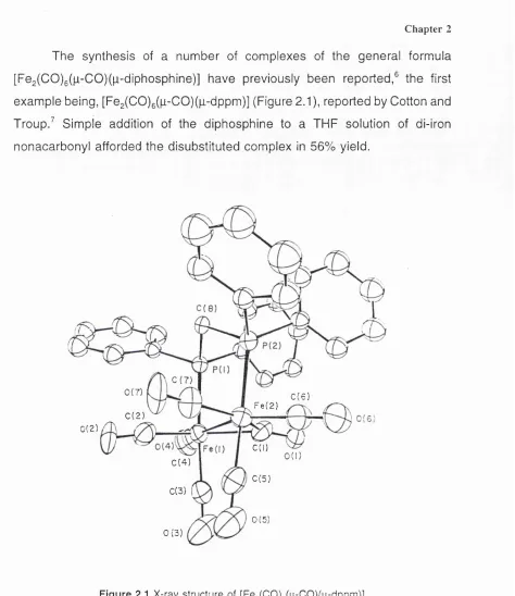 Figure 2.1 X-ray structure of [Fe2(C0)g(|i-C0)(|i-dppm)]