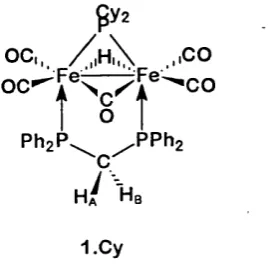 Figure 2.6 Schematic Diagram of [Fe2(CO)4(M.-CO)(fi-H)(p-PCy2)((i-dppm)]