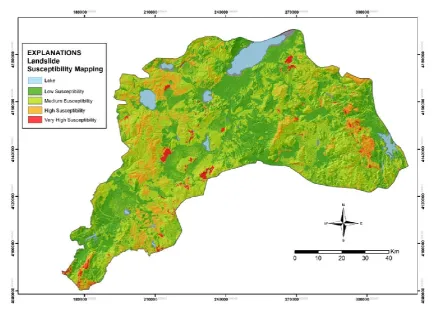 Figure 4. Landslide susceptibility map of Burdur province  