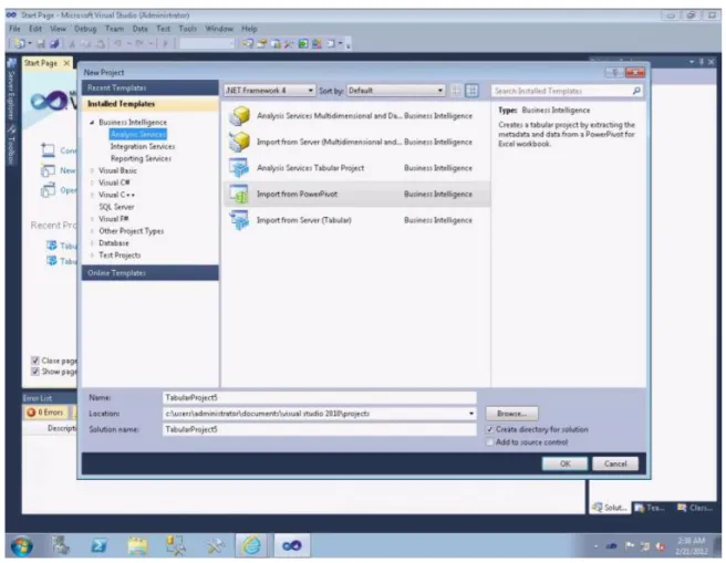 Figure 8: Importing end-user content from PowerPivot within Visual Studio 
