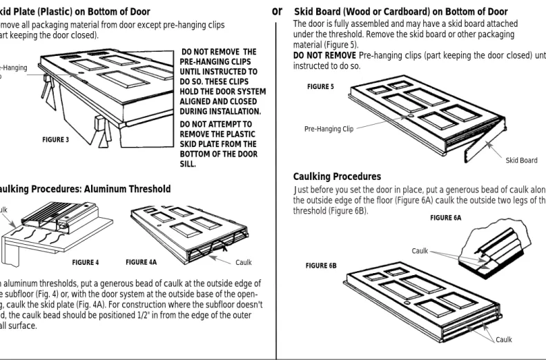 FIGURE 9B IMPORTANT: When installing a door with sidelites on concrete, construction adhesive should be used under the jambs at the edges of the active door to firmly anchor it