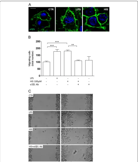 Figure 3 Histamine-induced motility requires(100 ng/ml) or histamine treatment (100multiple comparison test)