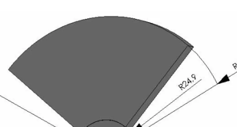 Figure 3.4: Section of the die used in calculations of stress distributions. 
