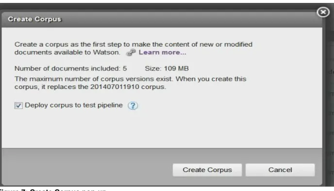 Figure 7: Create Corpus pop-up  (screenshot from version of the tools as of date of this document)