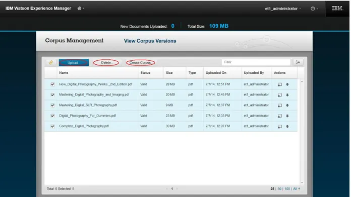 Figure 6: Corpus Management  (screenshot from version of the tools as of date of this document)