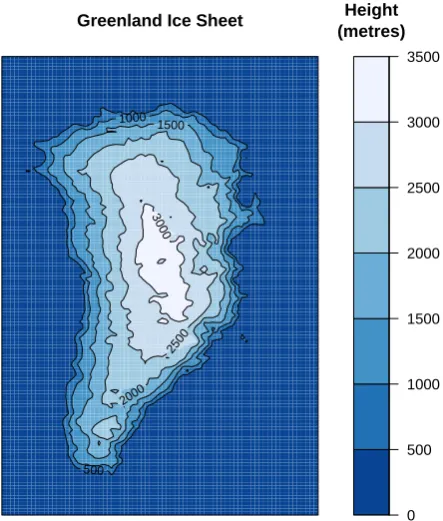 Fig. 1. Observations of ice sheet thickness over the Glimmer do-main, from Bamber et al