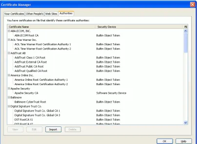 Figure 4-4. A list of certiﬁcate authorities accepted by Mozilla 1.7