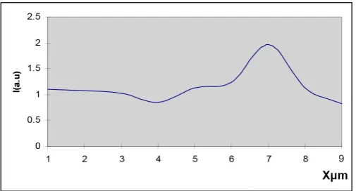 Figure 8. Intensity of the backscattered light as a function of the depth for the Third basal cancer