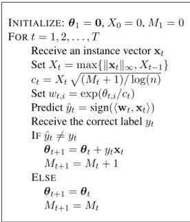 Figure 5.2: A self-tuned variant of the Winnow algorithm for binary classification.