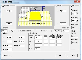 Figure 8 : Microstripline calculation on Ansoft Designer (SV)   