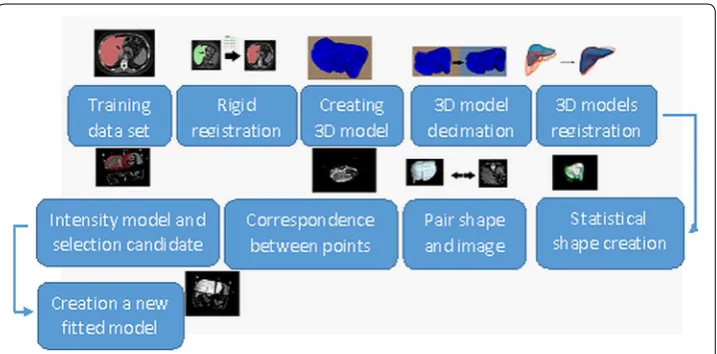 Fig. 3 The steps for liver segmentation using generalized statistical shape model