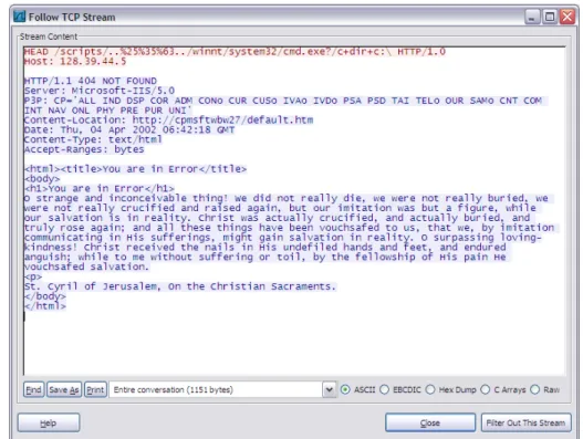 Figure 3: A sample payload for a normal connection with an positive value for the “Directory traversal attempt” feature.