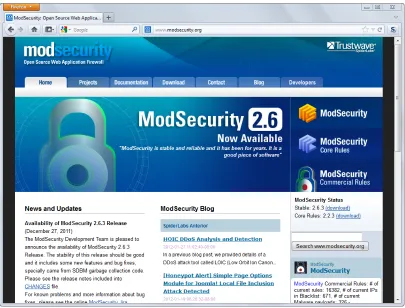 Figure 2-1. The homepage of www.modsecurity.org