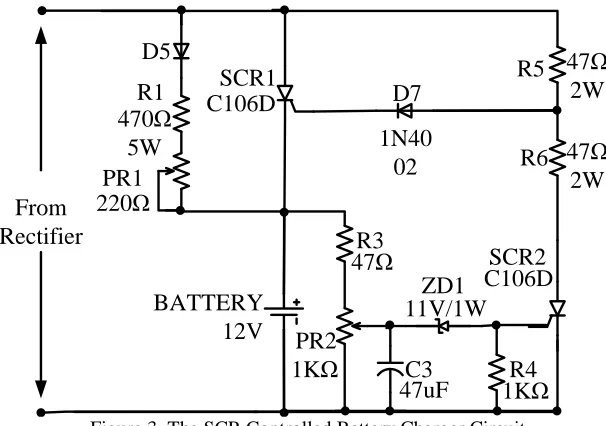 Figure 3. The SCR Controlled Battery Charger Circuit 