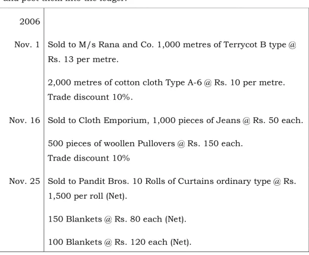 Illustration  6: Enter  the  following transactions in the Sales Book  and post them into the ledger: 