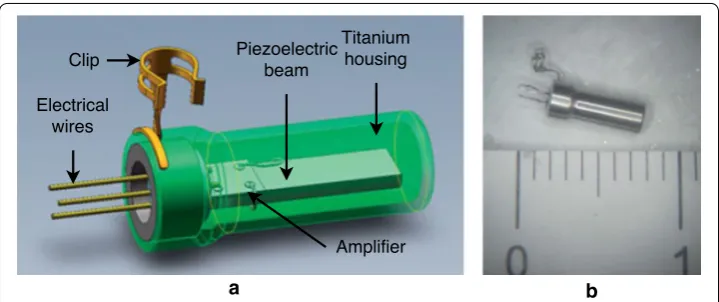 Fig. 9 Piezoelectric accelerometer prototype (I) (Adapted from [a scheme of the accelerometer (I) and its parts