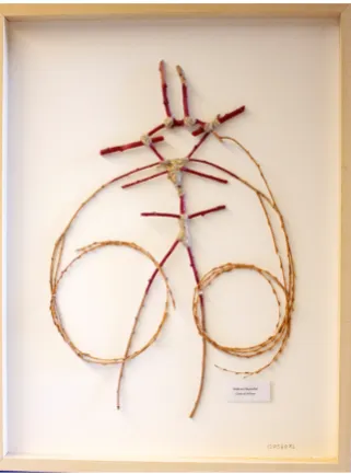 Figure 2. SSC Theme: Biological, Willow tree branches, tape and oil paint on board. Title: Circle of Willow