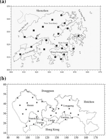 Fig. 5. (a) Distribution of Check Points in Hong Kong (Hong Kong coordinate system in km)