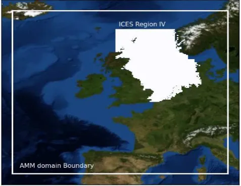 Fig. 1.Fig. 1. The Atlantic Margin Model (AMM) boundary and the North Sea as deﬁned by ICES region IV