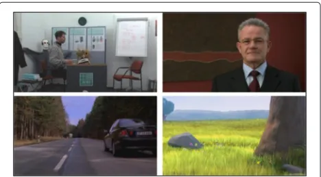 Fig. 2 First frame of the left view from each video. From left to right,the first row is Book_Arrival and Bullinger; the second row is Car andStone