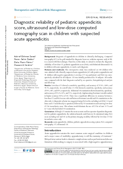 Diagnostic Reliability Of Pediatric Appendicitis Score Ultrasound And