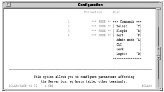 Figure 31: Connections Menu - Commands pop-up menu.