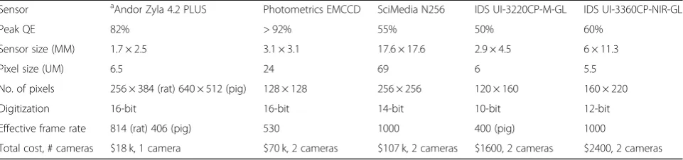 Table 1 Example of optical mapping configurations using dual sensors