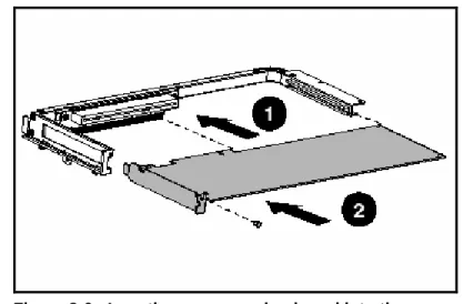 Figure 3-6:  Inserting an expansion board into the expansion  PCI riser board assembly 