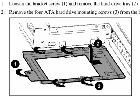 Figure 3-8:  Removing the ATA hard drive tray 