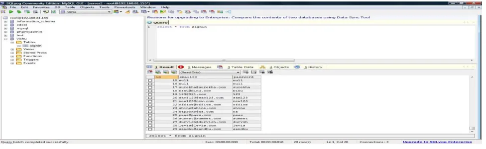 Figure 6: Replicated Database entries of sever 2 
