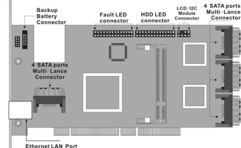 Figure 2-5 ARC-1130ML/1160ML (12/16-port PCI-X SATA RAID  Controller)