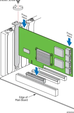Figure 1. Inserting the Intel ®  RAID Controller SRCSASPH16I into a  PCI Express* Slot