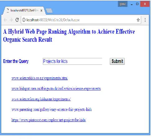 Figure 8. Result Page of the Proposed System for Query1 