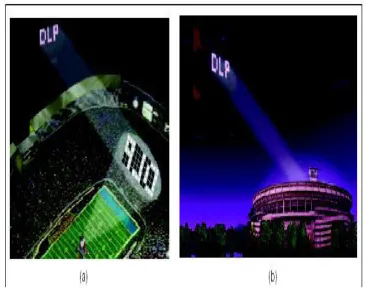 Figure 1. Fans in a stadium reflecting light toward a blimp          In figure 1(a) Light is projected from a spotlight toward fans 