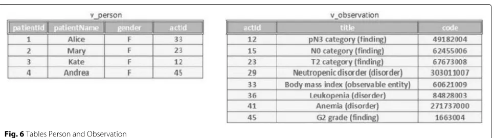 Fig. 6 Tables Person and Observation