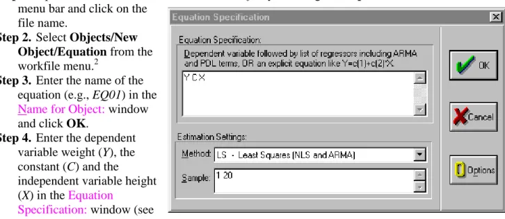 figure on right). It is important to enter the dependent variable first (Y in this case)